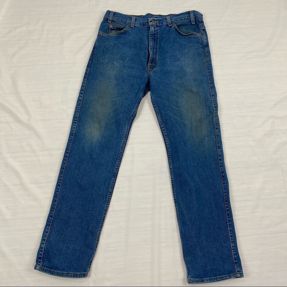 Vintage 1990s Levi’s 505 Medium Wash Blue Jeans 38 X 32 Orange Tab Straight Fit